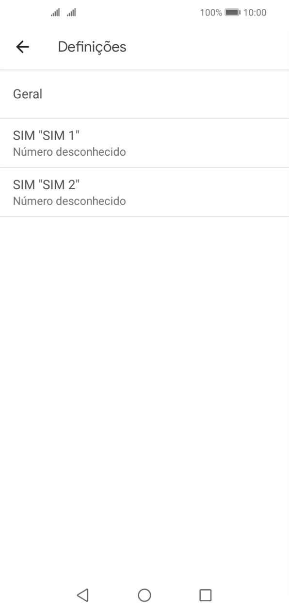 Prima o cartão SIM pretendido.