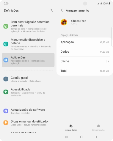 Prima a tecla de início para terminar e voltar ao ecrã inicial.