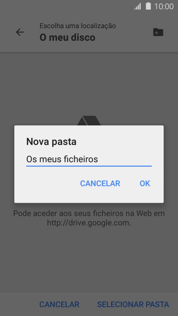 Introduza o nome pretendido para a pasta e prima OK.