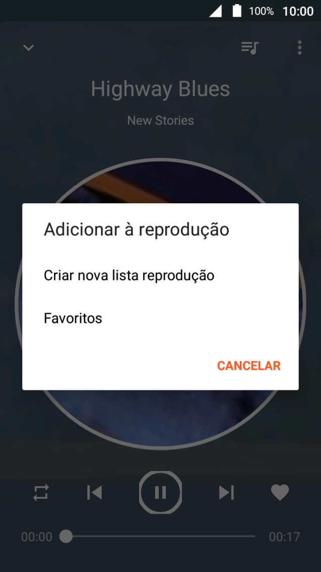 Prima Criar nova lista reprodução.
