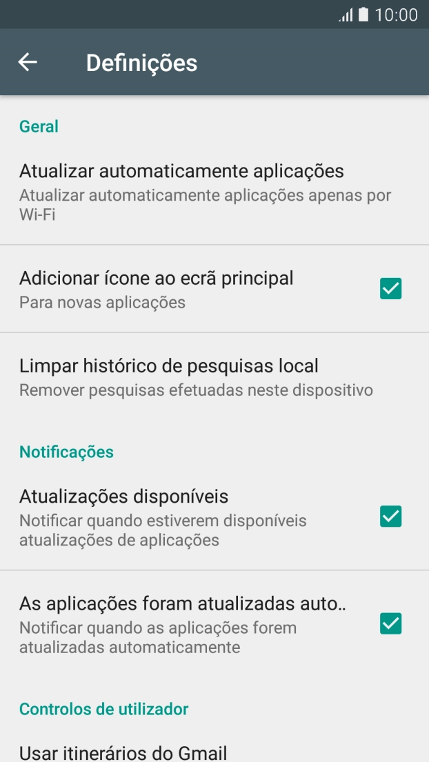 Prima Atualizar automaticamente aplicações.