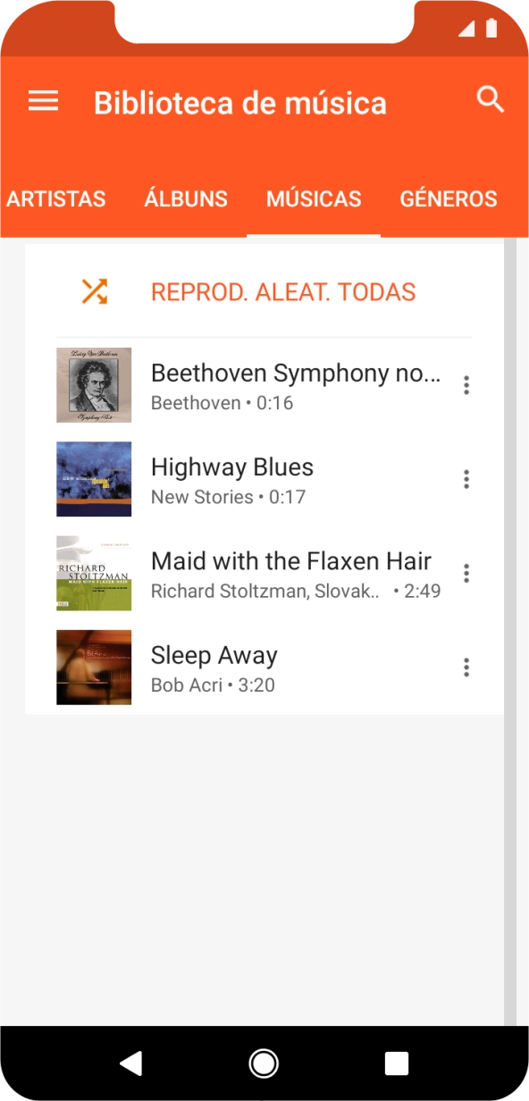 Prima o ficheiro de música pretendido.