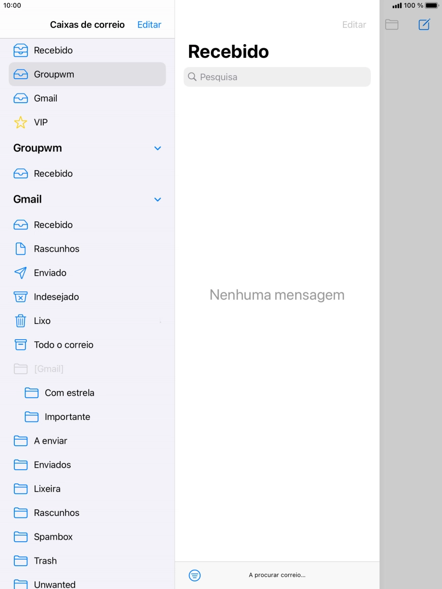Prima a conta de e-mail pretendida.