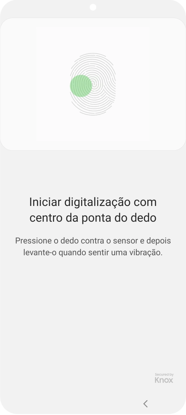 Siga as indicações no ecrã para definir a impressão digital como código de bloqueio.