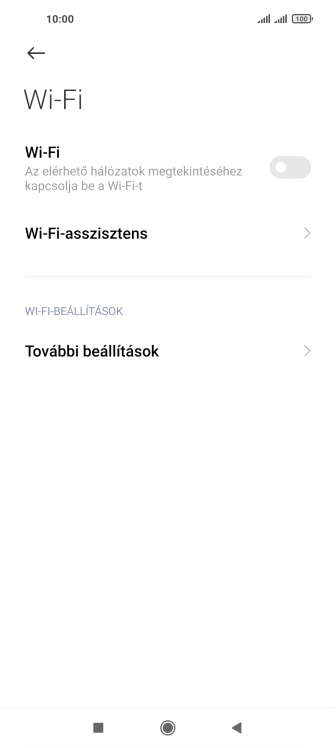 Kattints a „Wi-Fi” melletti csúszkára a funkció bekapcsolásához.