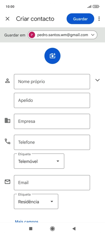 Prima a lista suspensa junto a 