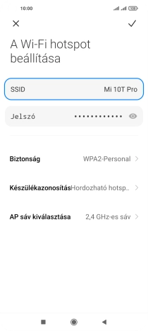 Válaszd az SSID lehetőséget, és írd be a Wi-Fi-hotspot kívánt nevét.