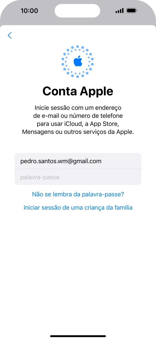 Prima palavra-passe e introduza a password do ID Apple.