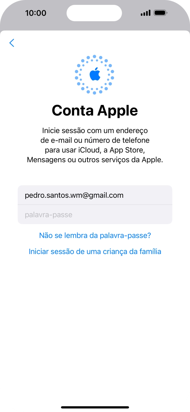 Prima palavra-passe e introduza a password do ID Apple.