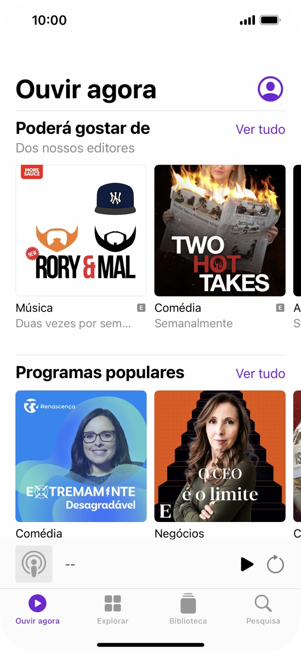 Para voltar ao ecrã inicial, deslize o dedo de baixo para cima a partir da base do ecrã.