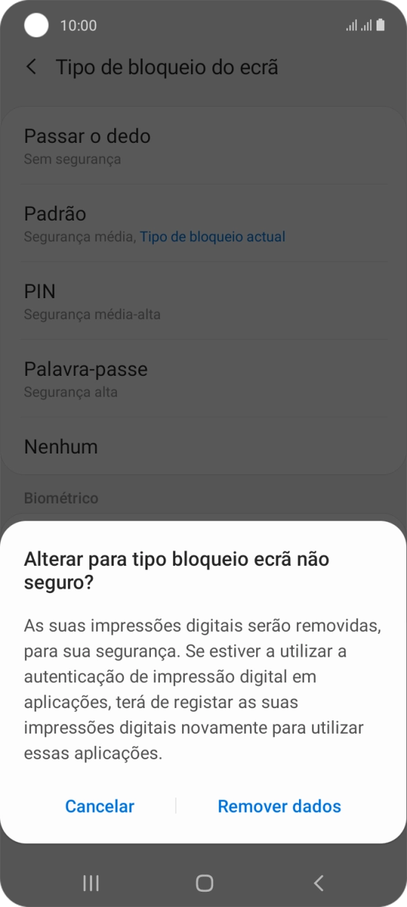 Prima Remover dados.