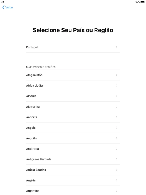 Prima a área ou país pretendido.