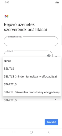 Válaszd az SSL/TLS lehetőséget.