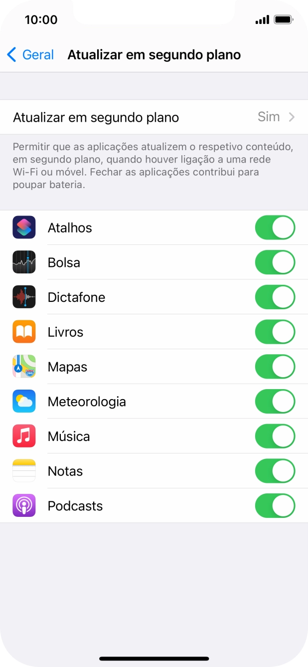Prima Atualizar em segundo plano.