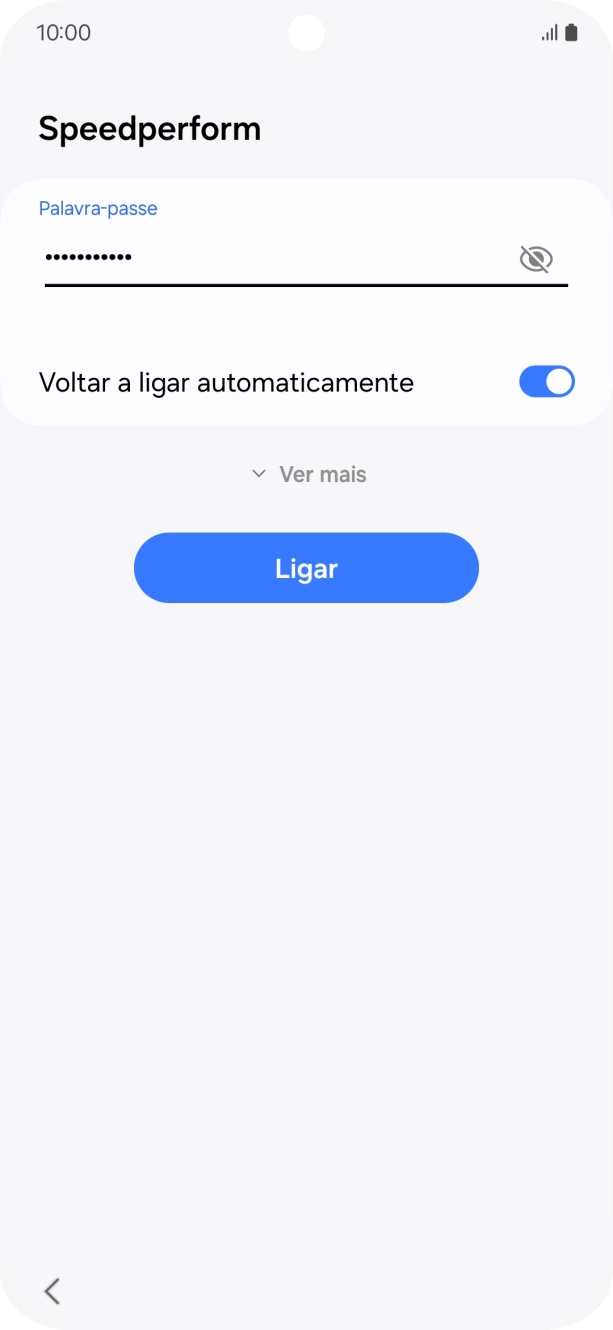 Introduza a password da rede Wi-Fi e prima Ligar.