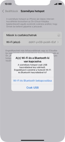 Amennyiben be van kapcsolva a Wi-Fi, válaszd a Wi-Fi és Bluetooth bekapcsolása lehetőséget.