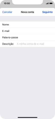 Prima Descrição e introduza o nome pretendido da conta de e-mail.