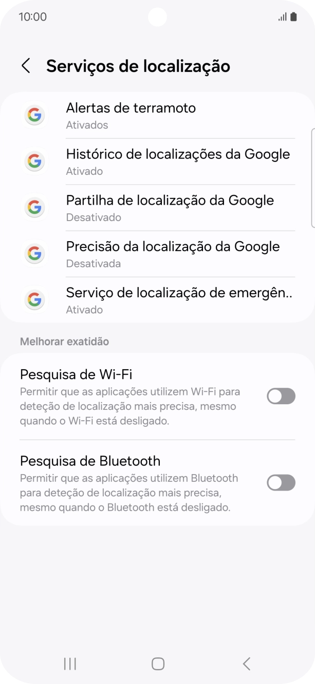 Prima Precisão da localização da Google.