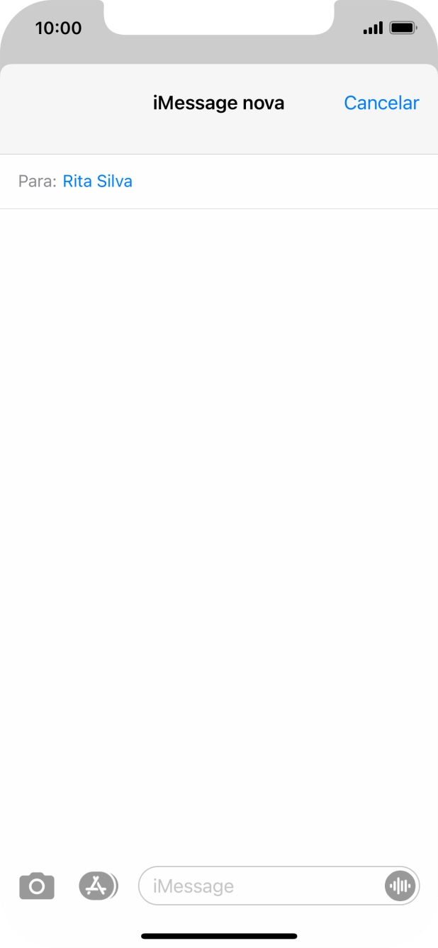 Se for possível o destinatário receber iMessages, aparecerá o texto iMessage no campo de escrita.