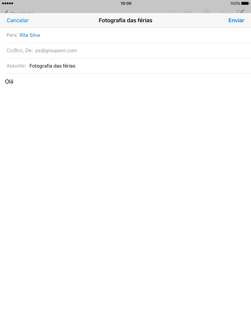 Mantenha premido o campo de escrita até aparecer um menu no ecrã.