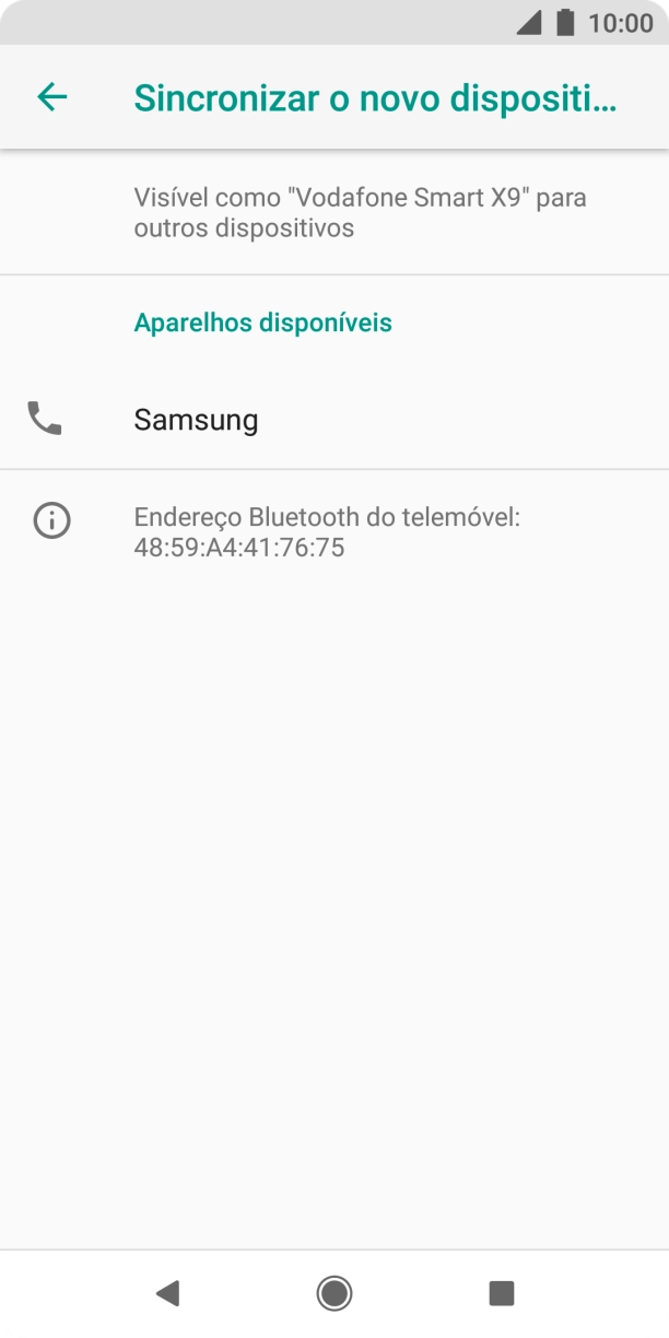 Prima o dispositivo Bluetooth pretendido e siga as indicações no ecrã para emparelhar o dispositivo pretendido com o telefone.