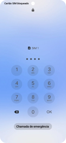 Se o cartão SIM estiver bloqueado, deve introduzir o código PIN e premir OK.