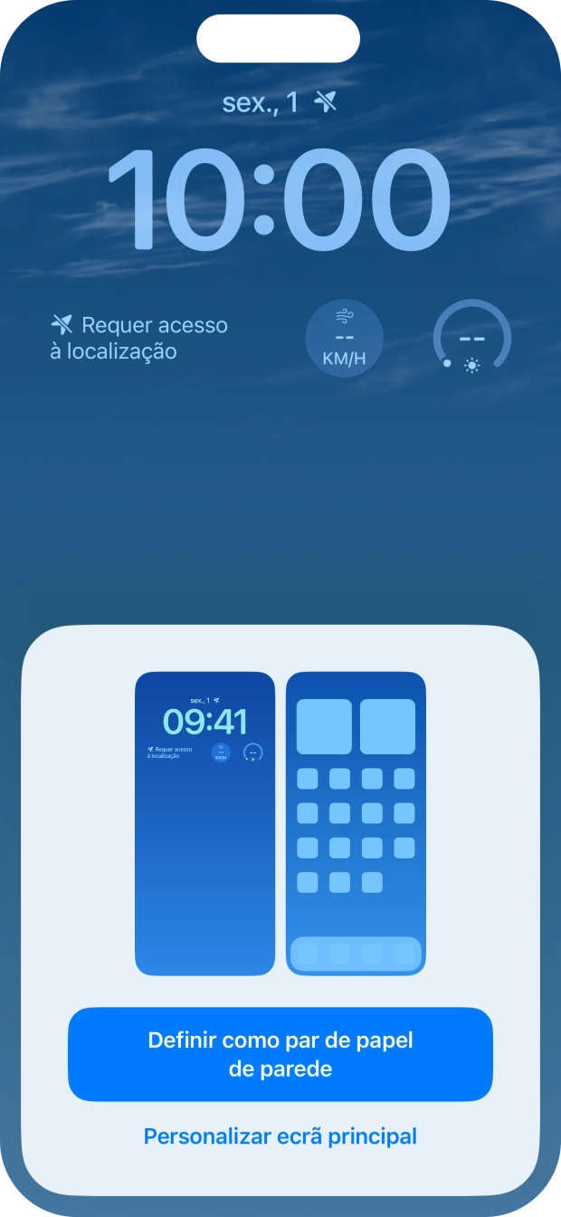 Se pretender utilizar o mesmo esquema de cores para o ecrã principal, prima Definir como par de papel de parede.