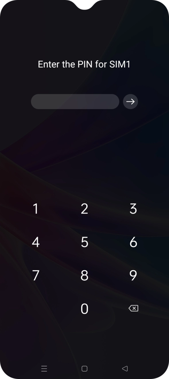 Se o cartão SIM estiver bloqueado, deve introduzir o seu código PIN e premir a seta para a direita.