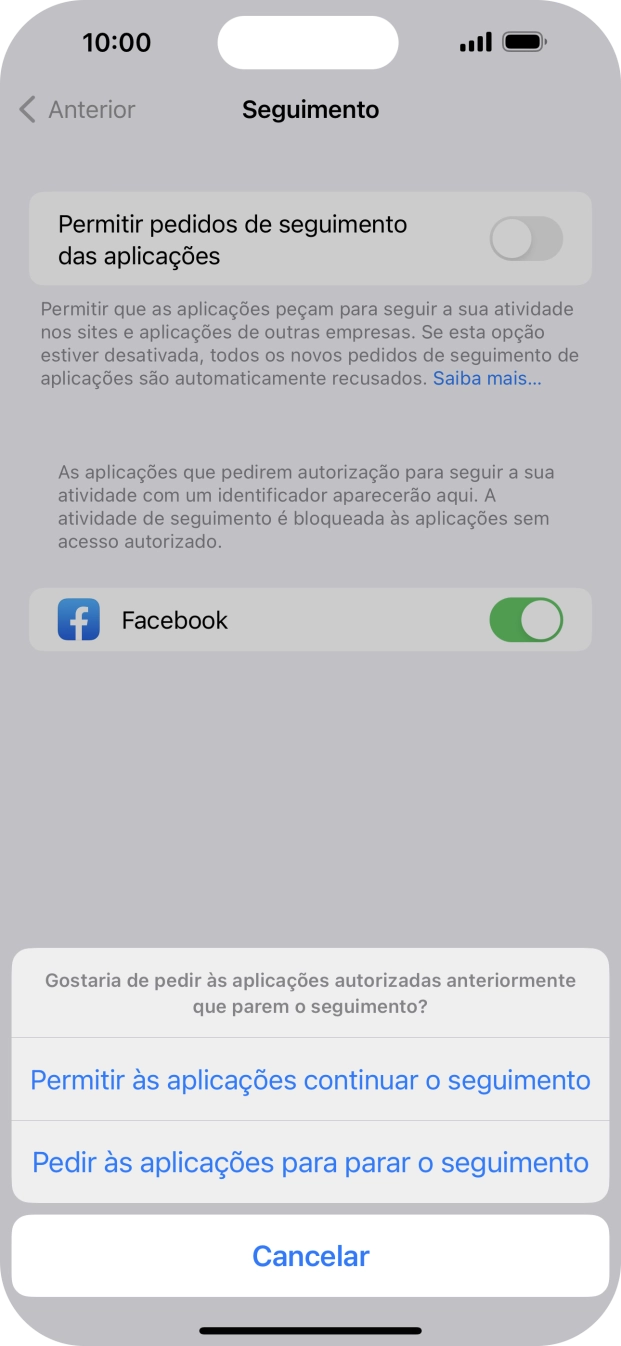 Se desativar a função, prima a definição pretendida.