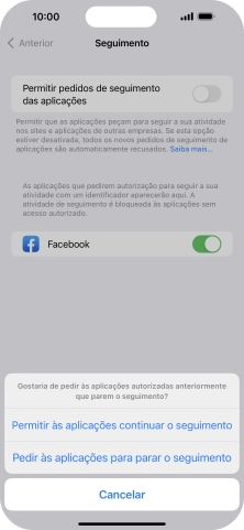 Se desativar a função, prima a definição pretendida.