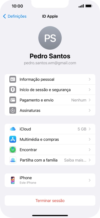 Para voltar ao ecrã inicial, deslize o dedo de baixo para cima a partir da base do ecrã.