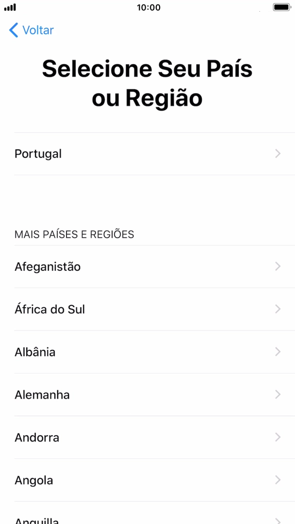 Prima a área ou país pretendido.