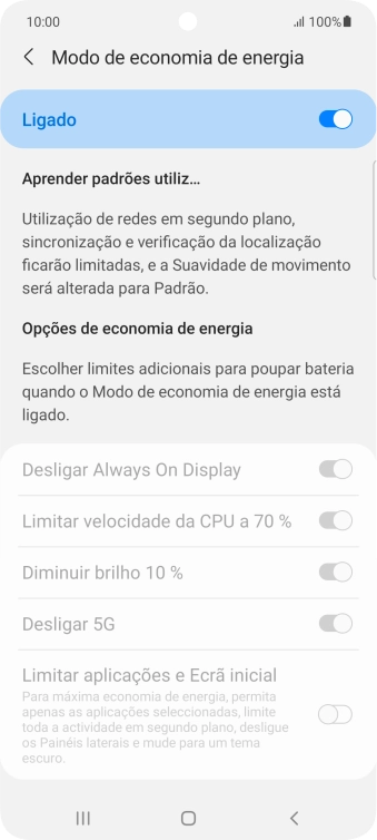Prima a tecla de início para terminar e voltar ao ecrã inicial.