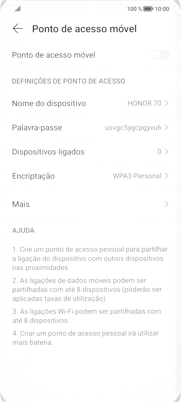 Prima Palavra-passe e introduza a password pretendida.