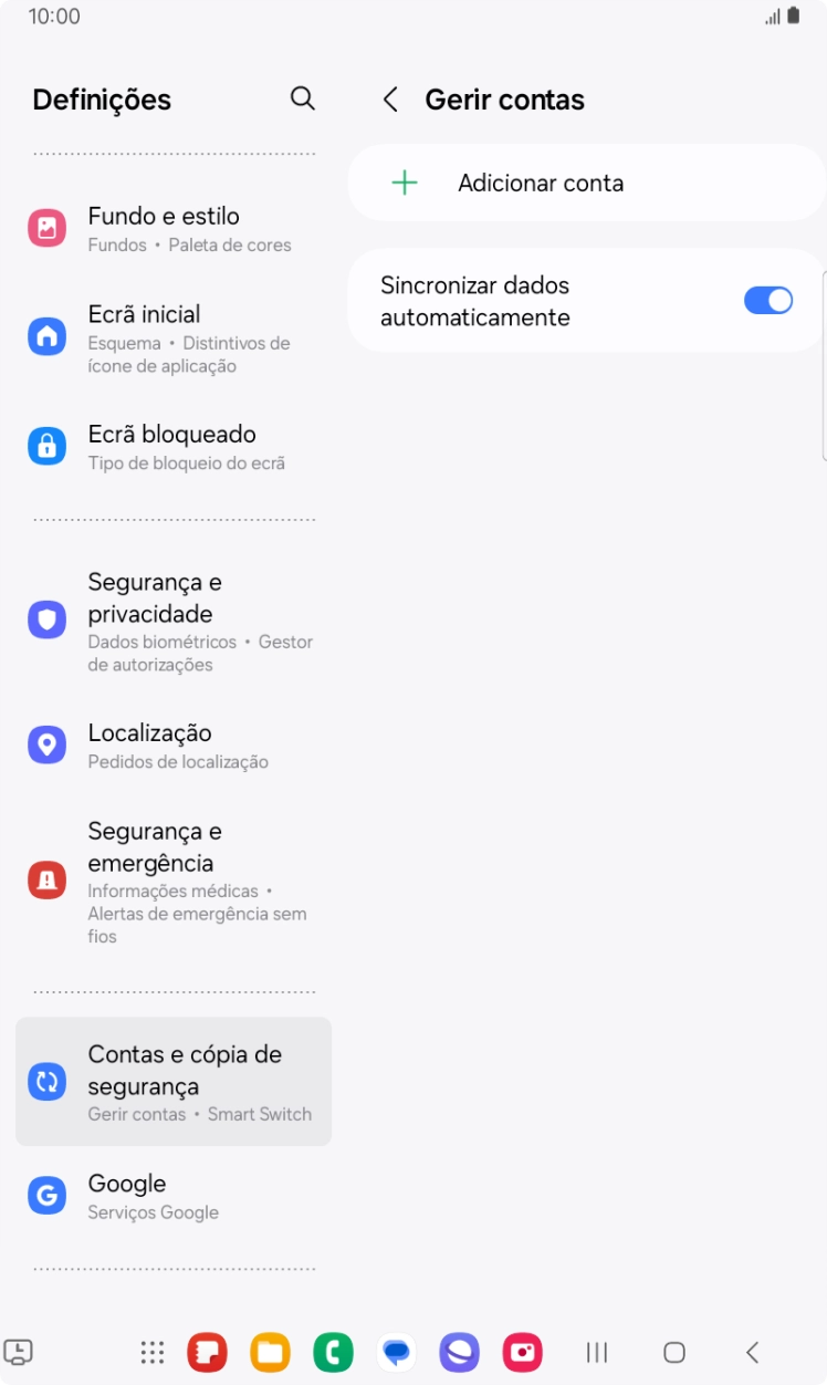 Prima Adicionar conta.