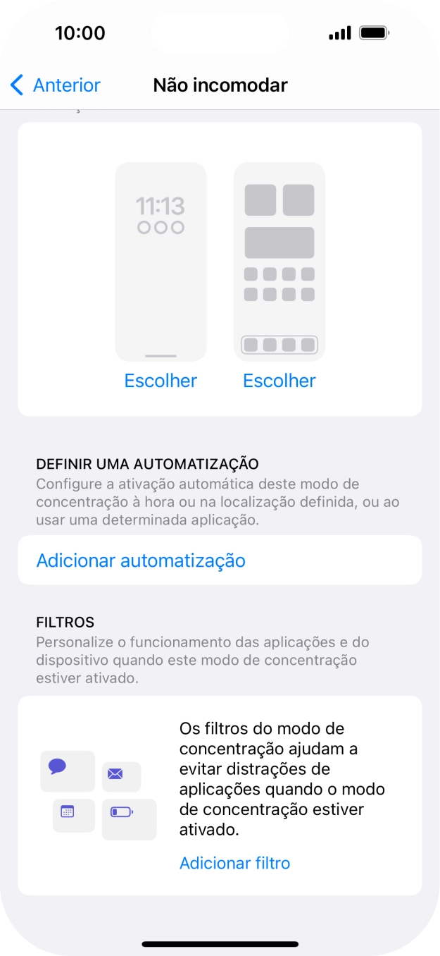 Prima Adicionar automatização e siga as indicações no ecrã para escolher as definições para ativação automática da função 