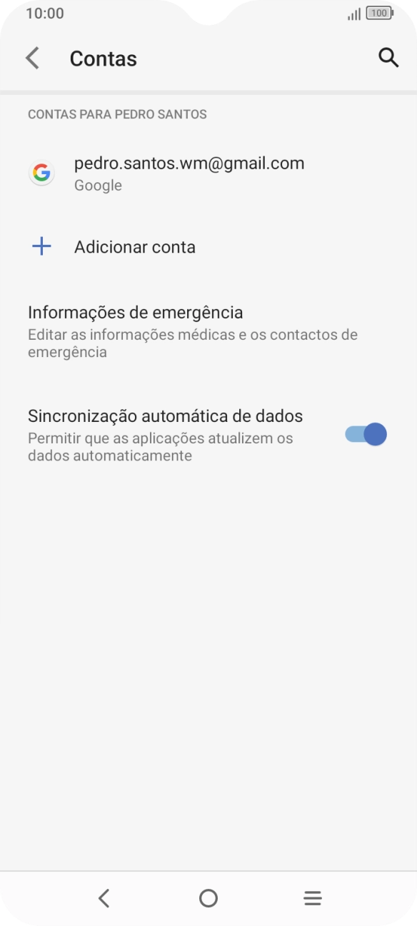 Prima Adicionar conta.