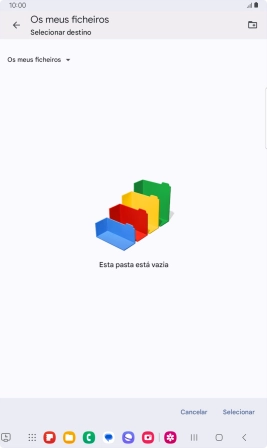 Se quiser criar uma nova pasta, prima o ícone de nova pasta e siga as indicações no ecrã para criar uma nova pasta.