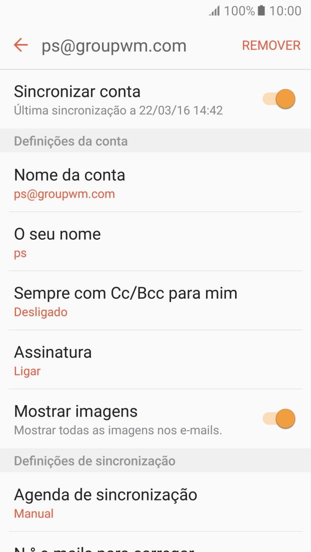 Prima Sincronizar conta para ativar a função.