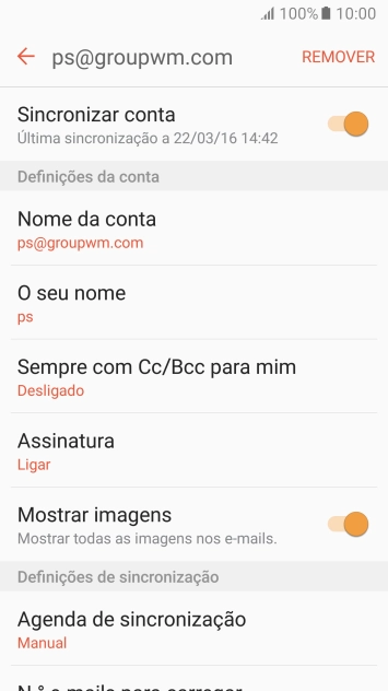 Prima Sincronizar conta para ativar a função.