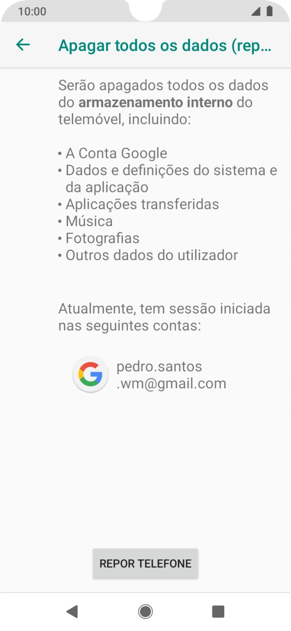 Prima REPOR TELEFONE.