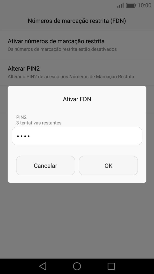 Introduza o código PIN2 e prima OK.