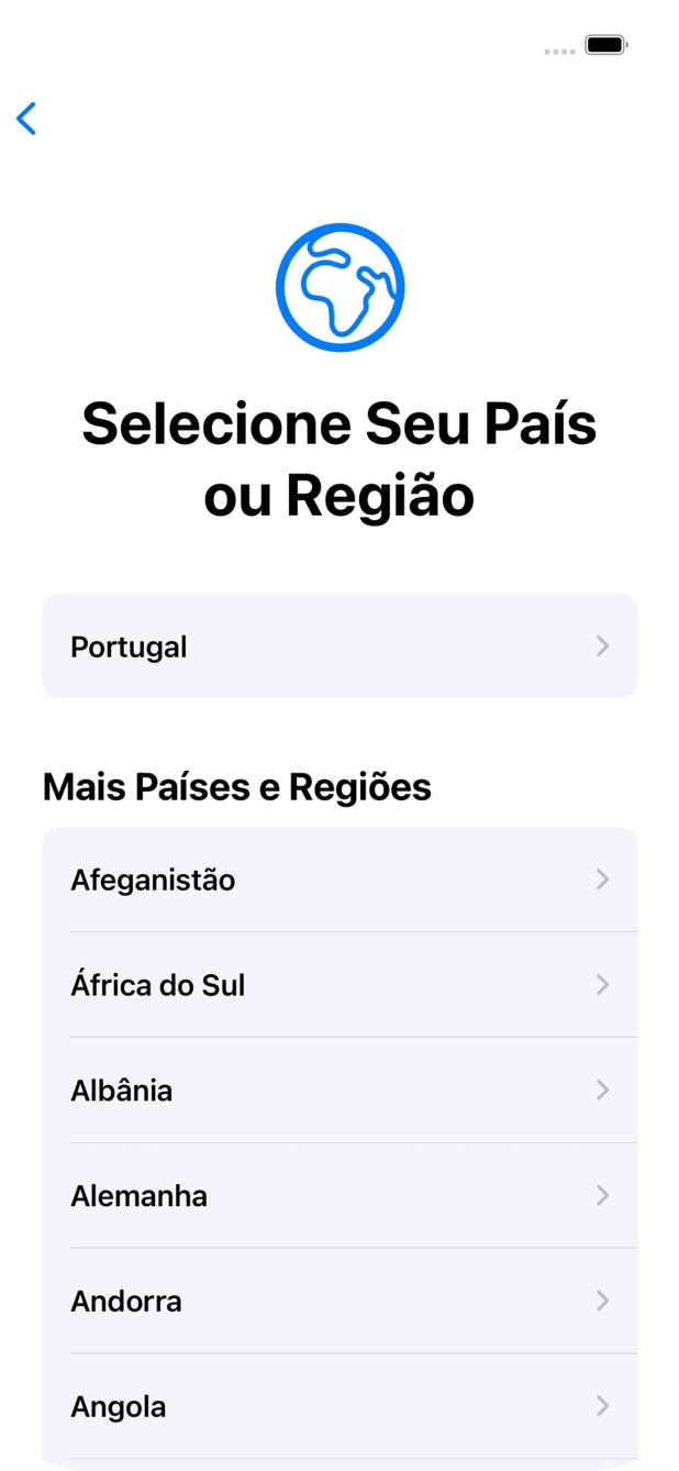 Prima a área ou país pretendido.