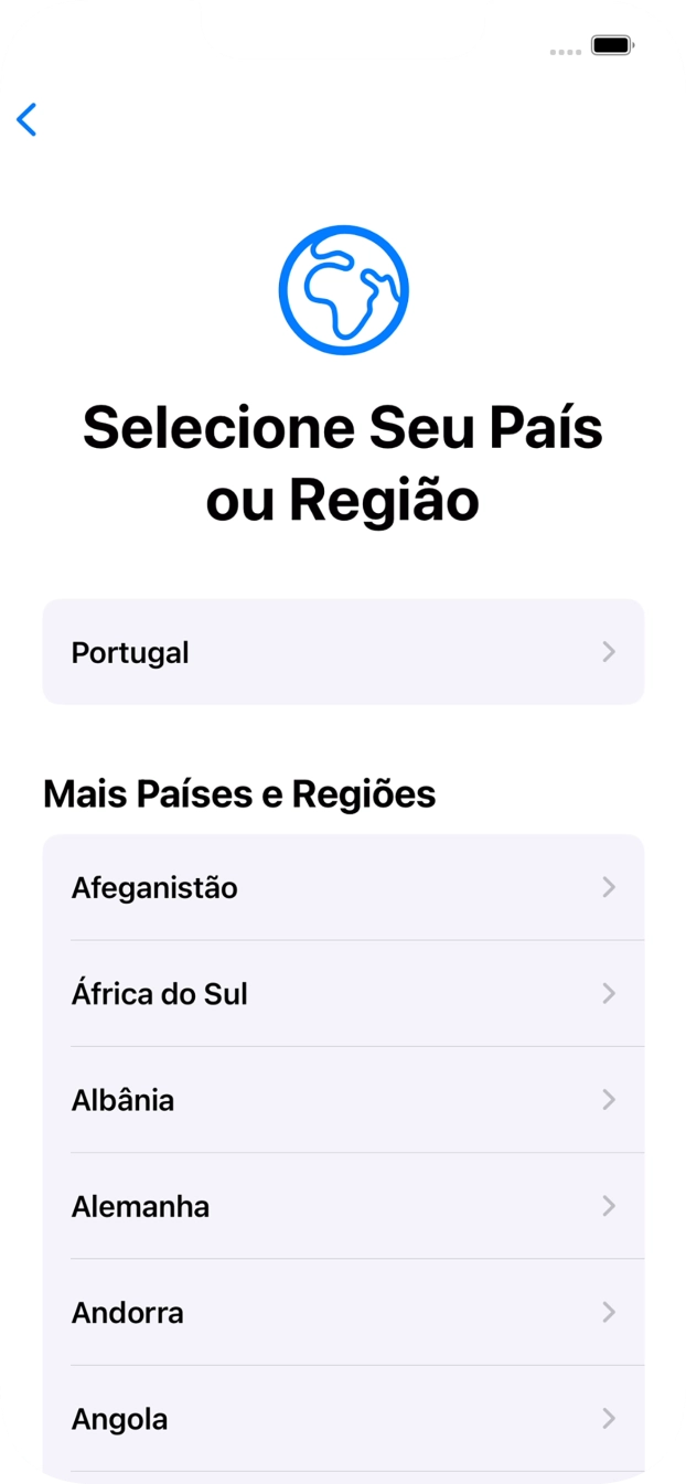 Prima a área ou país pretendido.