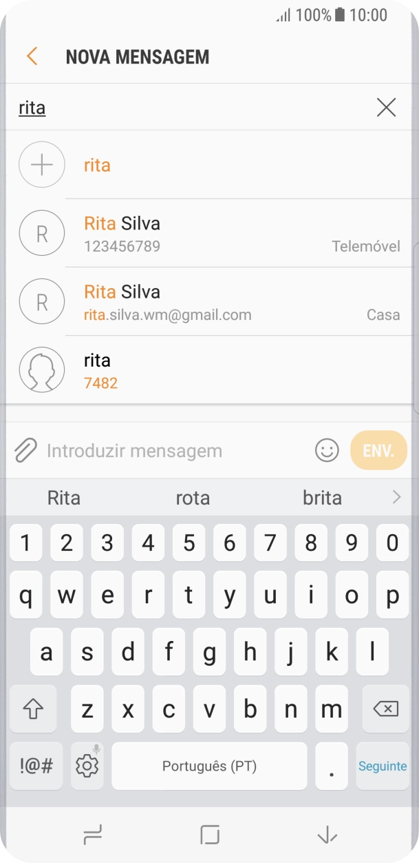 Prima o contacto pretendido.