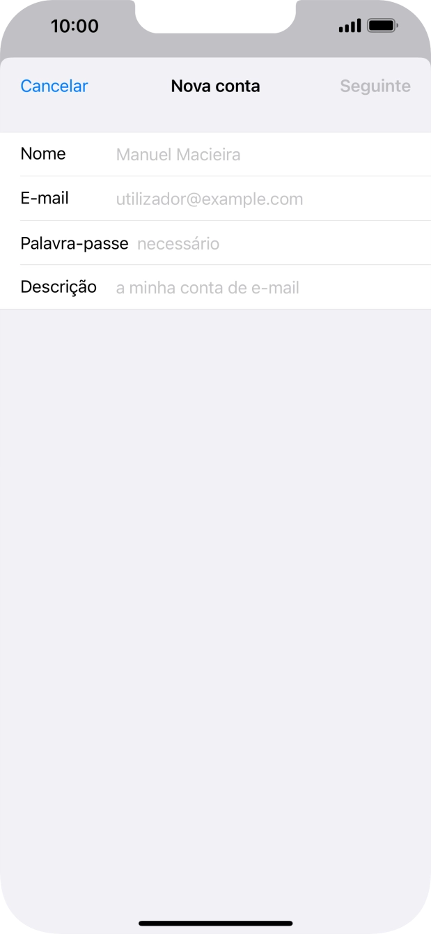 Prima Nome e introduza o nome do remetente pretendido.