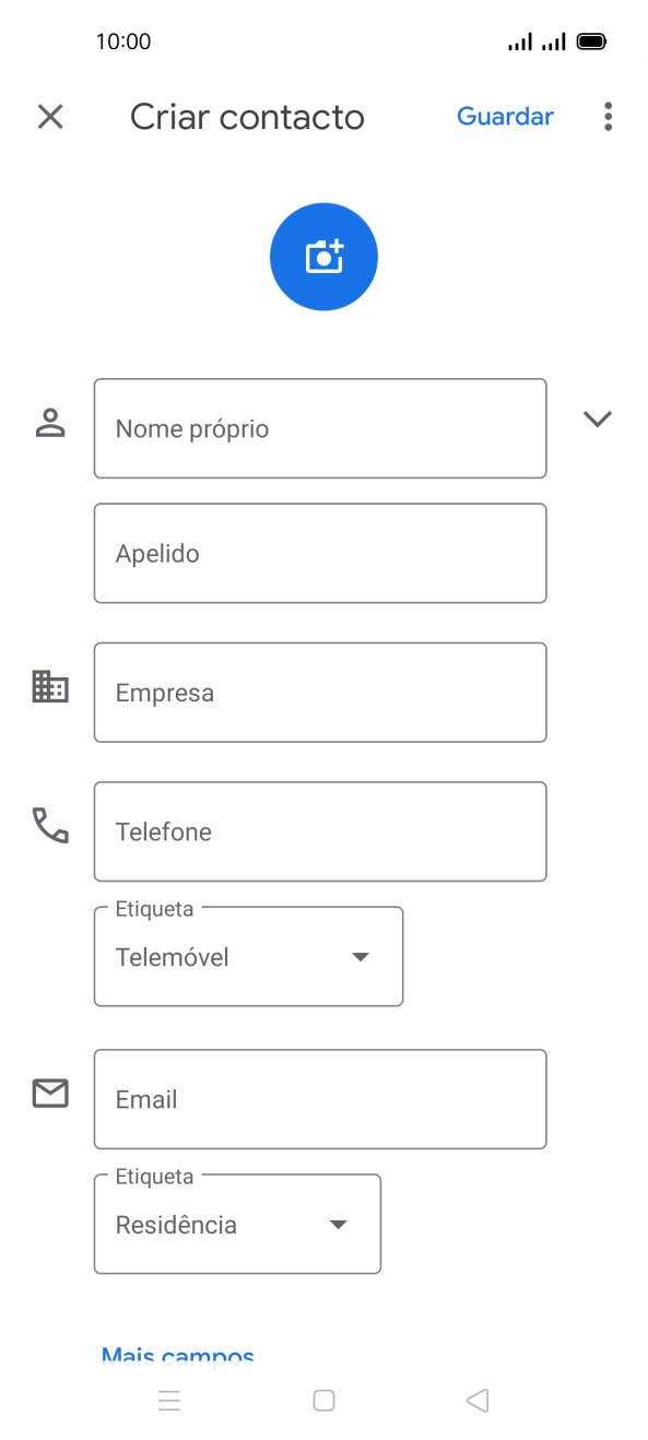 Prima Nome próprio e introduza o nome pretendido.