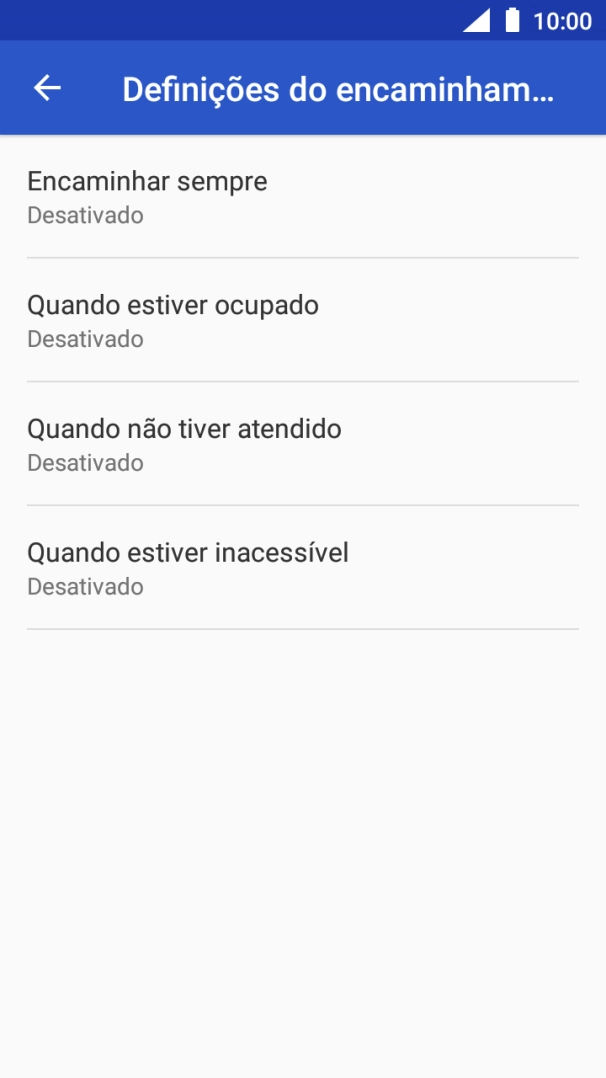 Prima o tipo de desvio pretendido.