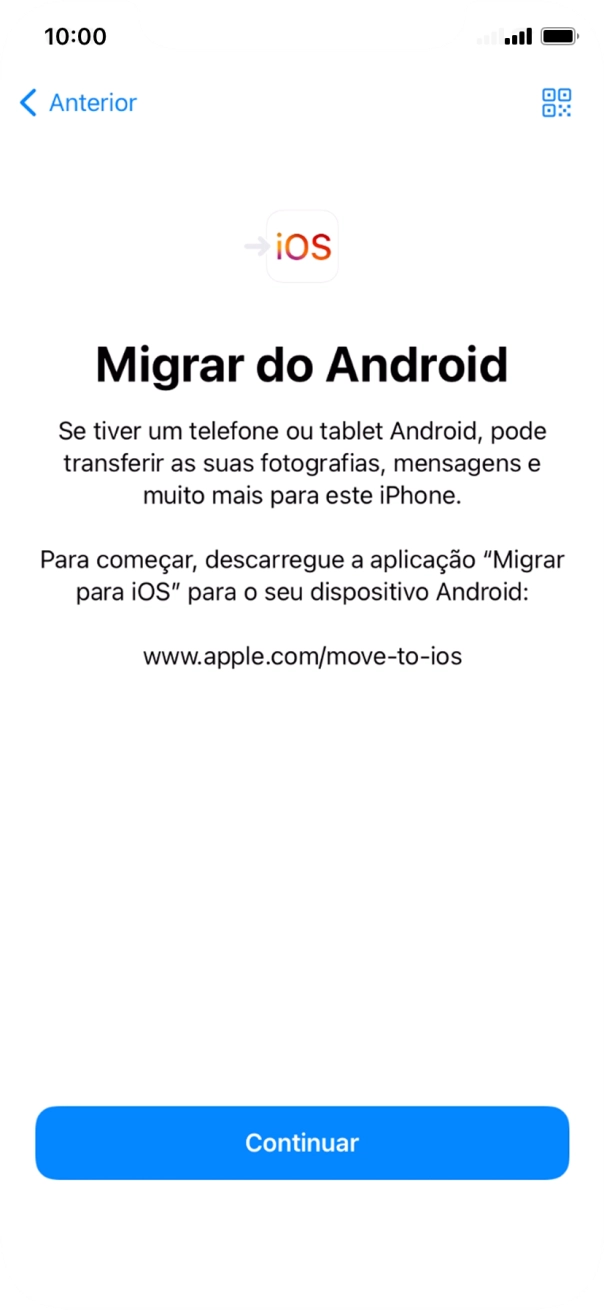 Antes de ser possível transferir conteúdo para o seu telefone, é necessário instalar a app 