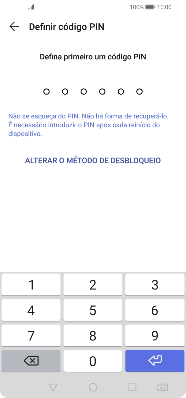 Prima ALTERAR O MÉTODO DE DESBLOQUEIO